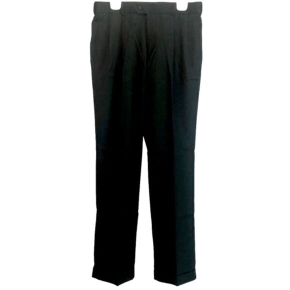 Stafford Ease Men’s Vintage Pleated Black Dress Pants Poly/Wool Blend Size 36/34 - Picture 1 of 9
